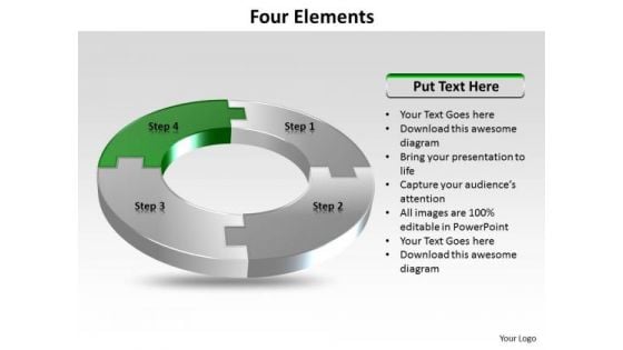 Ppt Four Colorful Puzzles Forming Circle Showing Green PowerPoint Slide Templates