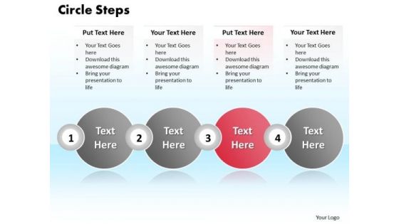 Ppt Four Practice The PowerPoint Macro Steps Text Circle Process Templates