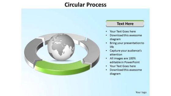 Ppt Four Segments Around Spinning Globe PowerPoint Template Circle Green Templates