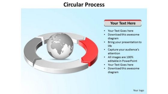 Ppt Four Segments Around Spinning Globe PowerPoint Template Circle Red Templates