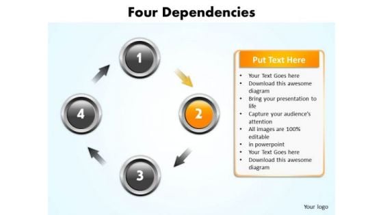 Ppt Four Techno PowerPoint Templates Circles Inter Related Displaying Yellow