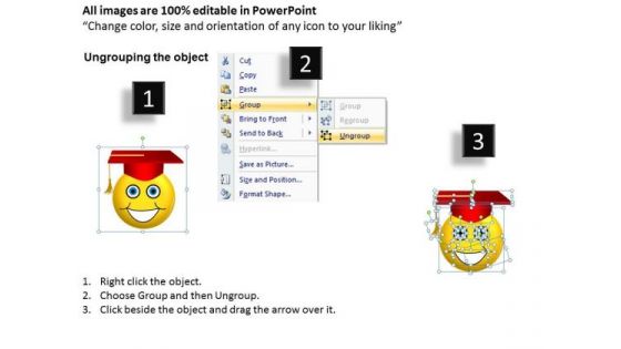 Ppt Graduation Celebration Smiley Emoticon Business Strategy PowerPoint Success Templates