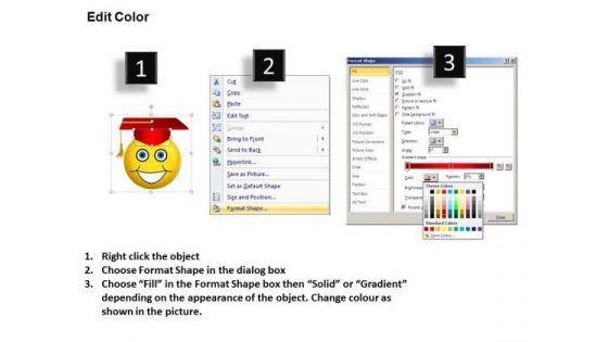 Ppt Graduation Celebration Smiley Emoticon Business Strategy PowerPoint Success Templates