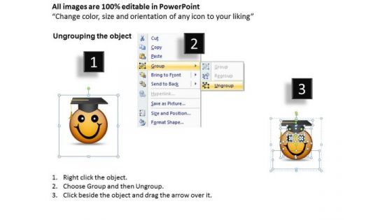 Ppt Graduation Celebration Smiley Emoticon Time Management PowerPoint Business Templates