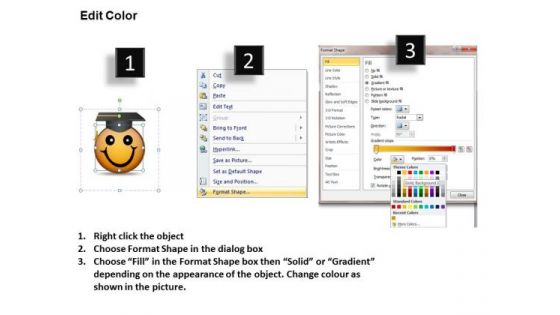 Ppt Graduation Celebration Smiley Emoticon Time Management PowerPoint Business Templates