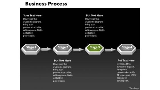 Ppt Green PowerPoint Slide Stage 3d Sequential Linear Process Templates