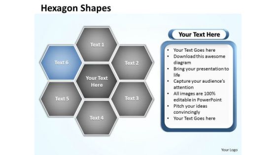 Ppt Hexagon Shapes Chart Editable PowerPoint Templates 2003 Business