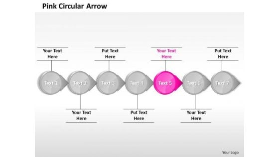 Ppt Homogeneous Pink Circular Arrow Straight Line 7 Power Point Stage PowerPoint Templates