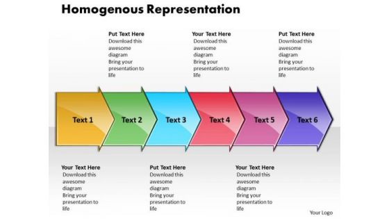 Ppt Homogenuous Representation By 6 Shapes Arrows PowerPoint Templates
