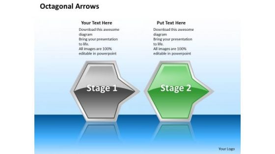 Ppt Horizontal Abstraction Of Octagonal Arrows Stage 2 Green PowerPoint Templates