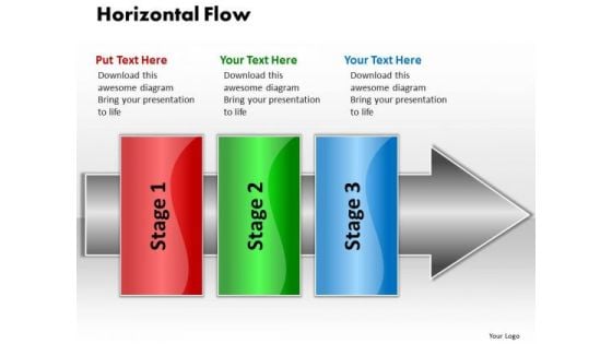 Ppt Horizontal Flow 3 Stages1 PowerPoint Templates