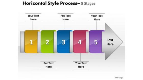 Ppt Horizontal Flow Of 5 Stage Free Fishbone Diagram PowerPoint Template 1 Design