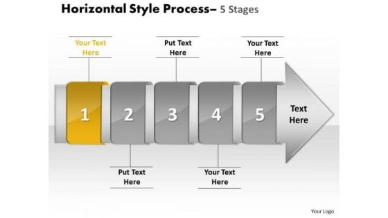 Ppt Horizontal Flow Of 5 Stage Free Fishbone Diagram PowerPoint Template 2 Design