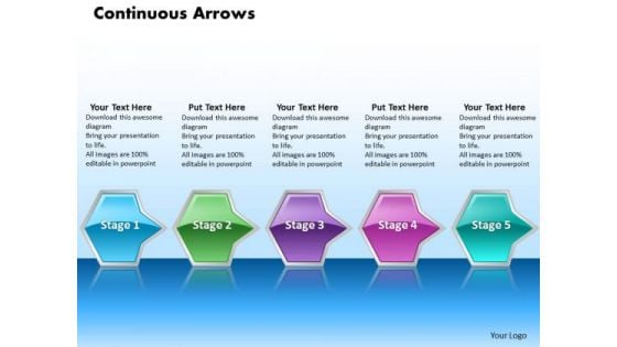 Ppt Horizontal Flow Of Octadic Shapes Arrows PowerPoint 5 State Diagram Templates