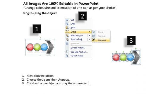 Ppt Horizontal Flow PowerPoint Theme Of 3 State Diagram Templates