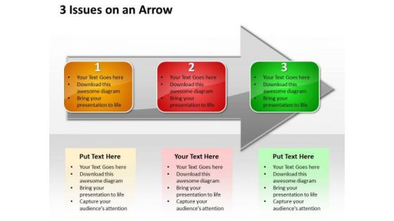 Ppt Horizontal Representation Of 3 Issues An Arrow PowerPoint Templates