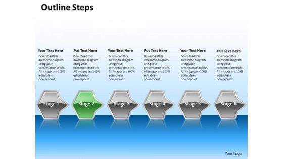 Ppt Horizontal Series Of Octadic Arrows Using 6 State Diagram Green PowerPoint Templates