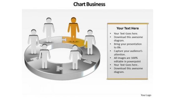 Ppt Illustration Of 3d Create Pie Chart With Standing Business Persons PowerPoint Templates