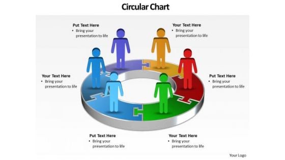 Ppt Illustration Of 3d Pie Org Chart PowerPoint 2010 With Standing Busines Men Templates