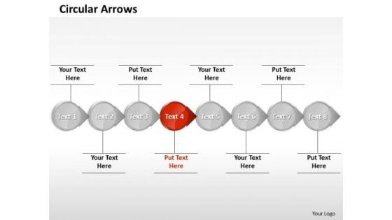 Ppt Interconnected Synonym Arrows Horizontal Line 8 Stages Red PowerPoint Templates