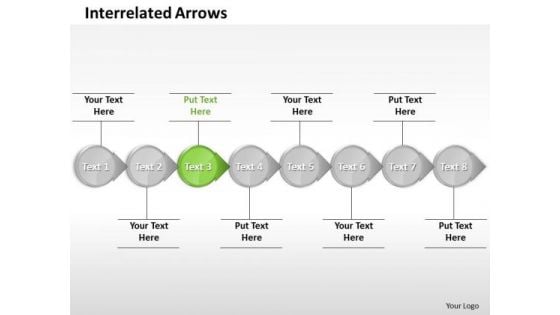 Ppt Interrelated Circular Arrows PowerPoint 2010 Bee Line 8 Stages Green Templates