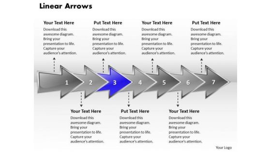 Ppt Linear 3d Arrows PowerPoint Describing Seven Aspects Templates