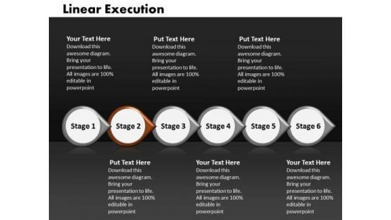 Ppt Linear Execution Of 6 Steps Involved Process PowerPoint Templates