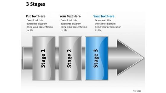 Ppt Linear Flow 3 Stages1 PowerPoint Templates