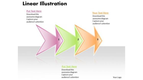 Ppt Linear Flow 3 State Diagram Polished Style PowerPoint 2007 1 Templates