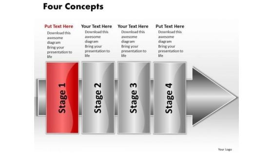 Ppt Linear Flow 4 Concepts2 PowerPoint Templates