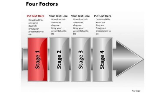 Ppt Linear Flow 4 Factors2 PowerPoint Templates