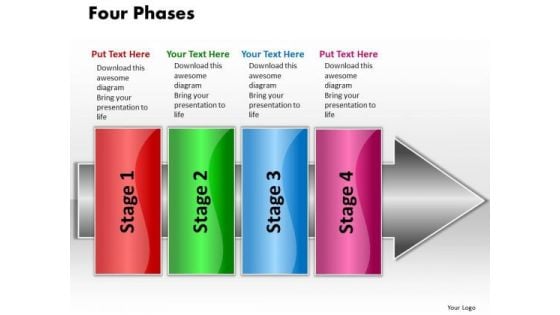 Ppt Linear Flow 4 Phases2 PowerPoint Templates