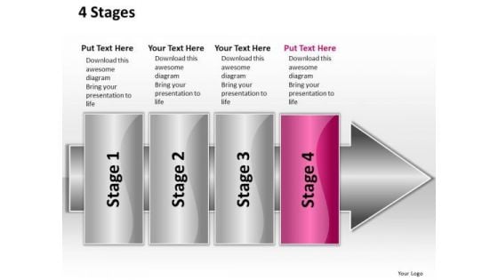 Ppt Linear Flow 4 Stages2 PowerPoint Templates