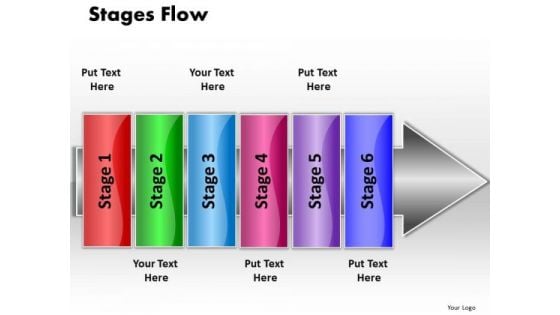 Ppt Linear Flow 6 Phase Diagram PowerPoint Templates