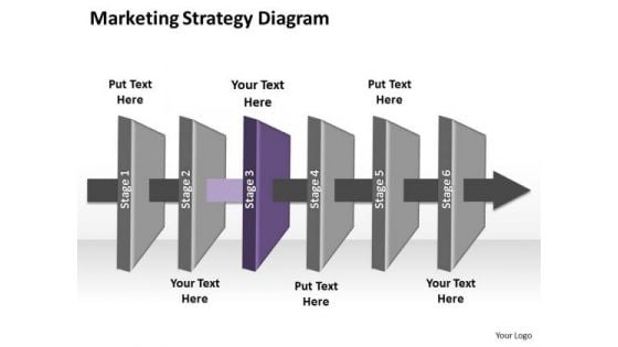 Ppt Linear Flow Of Marketing Startegy Swim Lane Diagram PowerPoint Template Templates