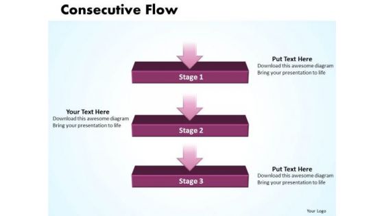 Ppt Linear Flow Process Charts 3 Stage PowerPoint Templates