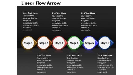 Ppt Linear Flow Process Charts Arrow-6 Power Point Stage PowerPoint Templates