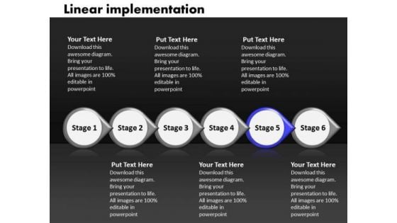 Ppt Linear Implementation Of 6 Parts Involved Process PowerPoint Templates