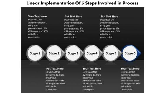 Ppt Linear Implementation Of 6 PowerPoint Slide Numbers Involved Process Templates