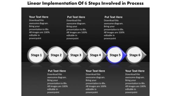 Ppt Linear Implementation Of Six PowerPoint Slide Numbers Involved Process Templates