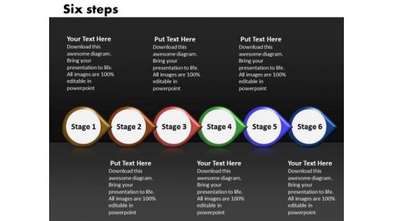 Ppt Linear Implementation Of Six Steps Involved Process PowerPoint Templates