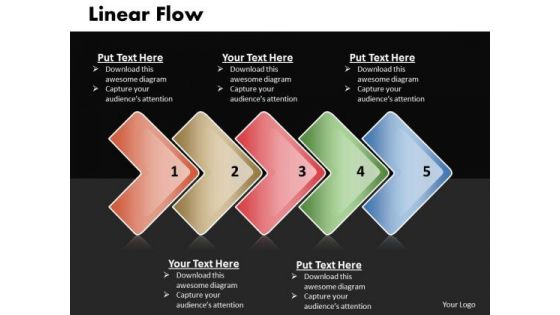 Ppt Linear Work Flow Chart PowerPoint 5 Stages Templates