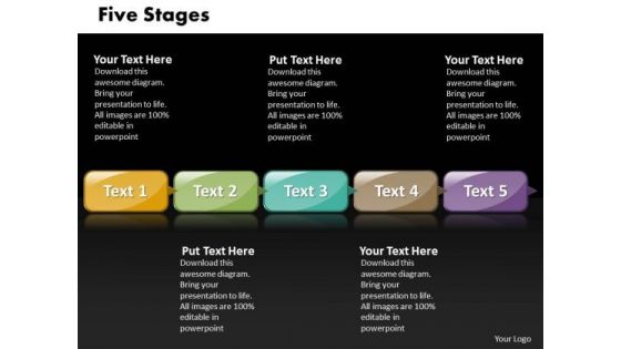 Ppt Linear Work Flow Chart PowerPoint Of Five Steps Involved Business Templates