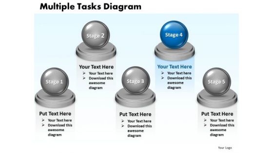 Ppt Multiple Tasks Layout 5 State Diagram PowerPoint Templates