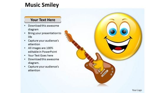 Ppt Music Smiley Emoticon With Guitar Communication Skills PowerPoint Templates