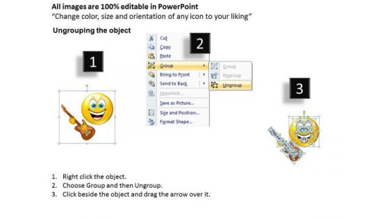 Ppt Music Smiley Emoticon With Guitar Communication Skills PowerPoint Templates