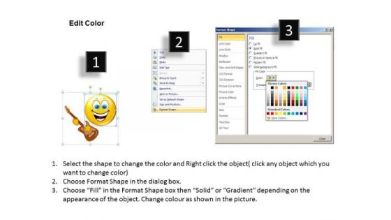 Ppt Music Smiley Emoticon With Guitar Communication Skills PowerPoint Templates