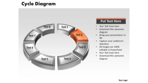 Ppt Orange Animated Text Box Cycle Spider Diagram PowerPoint Template Templates