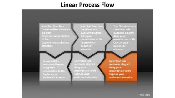 Ppt Orange Piece Connected In Linear Process Flow PowerPoint Template Templates