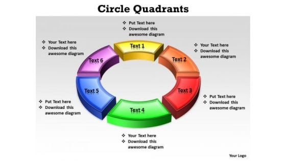 Ppt Parts Of Circle PowerPoint For Kids Games Quadrants 6 Points Templates